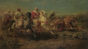 The Attack (olje på lin) av Adolf Schreiyer