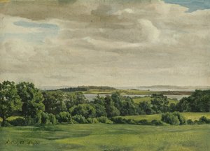 Landskap i Holstein, 1827 (olje på papir montert på kort)
