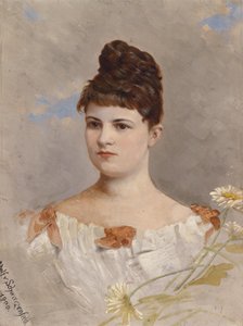 Portrett av Ottilie Schneitt von Schwarzenfeld i henhold til etiketten på baksiden av Adolf d. Ä. Schreitter von Schwarzenfeld