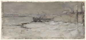 Cruise på isen på Maas i Rotterdam av Adolf le Comte