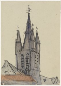Tårnet i den gamle kirken i Delft