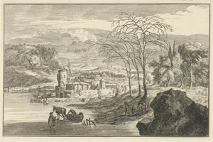 Vinterlandskap med utsikt over en by Italienske og tyske landskap (serietittel)