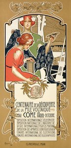Reproduksjon av en plakat som annonserer den internasjonale utstillingen for elektrisitet av Adolfo Hohenstein