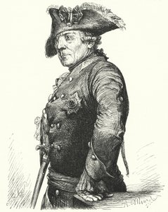 Fredrik den store, konge av Preussen (gravering) av Adolph Friedrich Erdmann von (after) Menzel