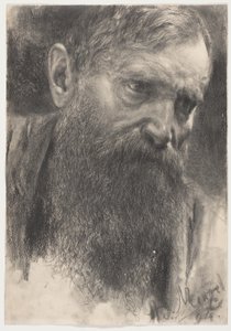 Leder for en skjeggete mann i halvprofil av Adolph Menzel
