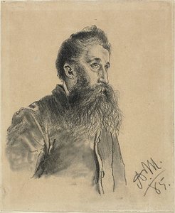 Portrett av en skjeggete mann av Adolph Menzel