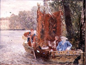 Elvetur ved Rheinsburg, 1860 (olje) av Adolph Menzel