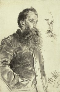 Studie av en mann med skjegg, hånden i lommen, 1885 av Adolph Menzel