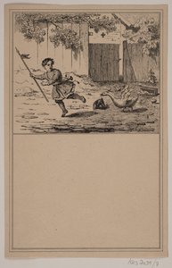 Den modige helten. Nei. 6 i Chr. Winther og M. Rørbye, "25 bilder for små barn" av Johan Adolph Kittendorff