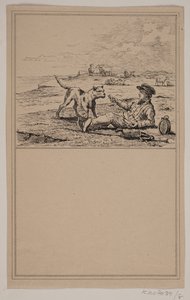 Gjeteren og hunden. Nei. 7 i Chr. Winther og M. Rørbye, "25 bilder for små barn" av Johan Adolph Kittendorff