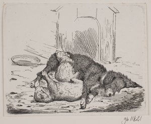 Bringhund med valp av Johan Adolph Kittendorff