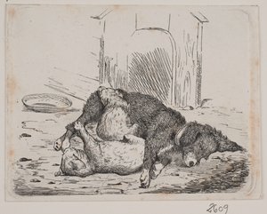 Bringhund med valp av Johan Adolph Kittendorff