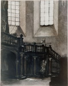 Utsikt over en barokk orgelgalleri av Adolph Menzel