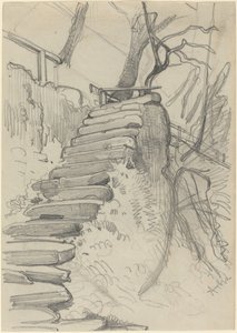 Flight of Stone Steps in a Garden av Adolph Menzel