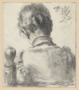 Bakfra-bilde av en kvinne som sitter på en stol av Adolph Menzel