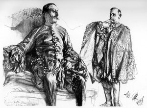 Studier av gamle kjoler på levende modeller, c1880-1882. av Adolph Menzel