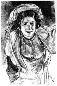 Studie av en italiensk jente, c1880-1882. av Adolph Menzel