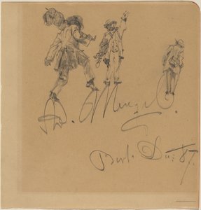 Tre hoboer på kunstnerens signatur av Adolph Menzel
