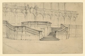 Trapp opp til den matematisk-fysiske salongen i Zwinger i Dresden av Adolph Menzel