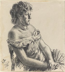 Kvinne i hoffkjole av Adolph Menzel