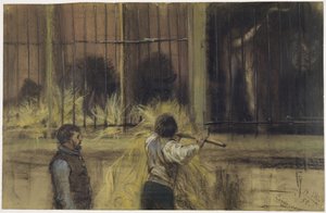 To dyrepassere foran rovdyrhuset av Adolph Menzel