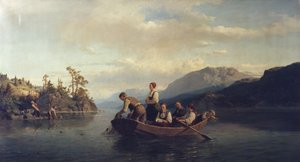 Kveld på Krøderen av Adolph Tidemand