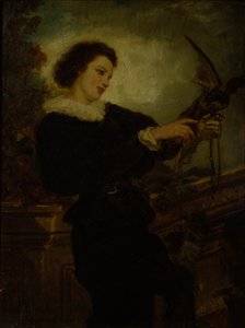 The Falconer (olje på lerret) av Adolph Tidemand