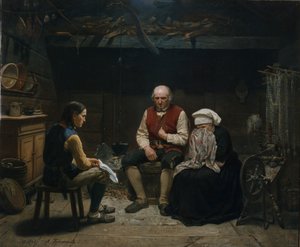 Tragiske nyheter (olje på lerret) av Adolph Tidemand