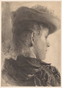 Byste av en kvinne, sett bakfra av Adolph Menzel