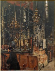 Interiøret i den gamle-nye synagogen i Praha av Adolph Menzel