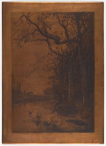 Etset kobberplate "Landscape with Ducks" av Adolphe Appian av Adolphe Appian