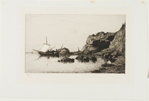 Fiskefartøy nær klippene ved Collioure av Adolphe Appian