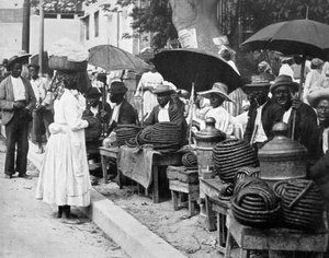 Selgere av tautobakk, Jamaica, c1905.