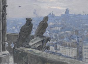 Paris sett fra tårnene i Notre Dame, ca. 1900 av Adolphe Étienne Auguste Moreau Nélaton