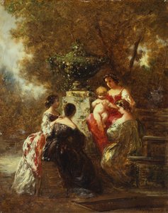 Figurer i en park (olje på lerret) av Adolphe Joseph Thomas Monticelli