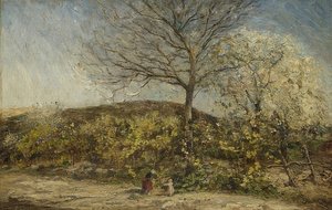 Landskap med en blomstrende frukthage av Adolphe Joseph Thomas Monticelli