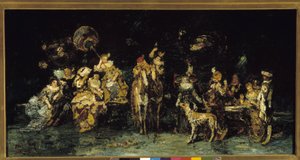 Nattfest i en park av Adolphe Joseph Thomas Monticelli
