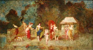 Scene i en park II, ca. 1870 av Adolphe Joseph Thomas Monticelli