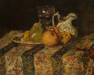 Stilleben med frukt og vinmugge av Adolphe Joseph Thomas Monticelli