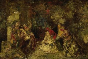 Kvinner i en skog av Adolphe Joseph Thomas Monticelli
