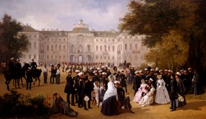 En dagstur nær slottet Strelno i 1840 Maleri av Adolphe Ladurner (1798-1856)
