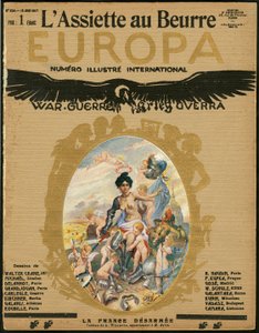 Omslag av "" L'Plate au beurre"", nummer 324, satirisk i farger av Adolphe Leon Willette