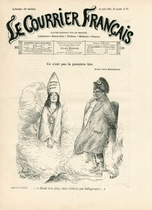Omslag til "" Le Courrier francais", nummer 33, satirisk i B & W av Adolphe Leon Willette