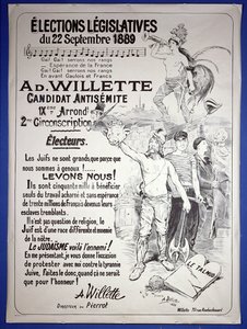Plakat som promoterer valget av kunstneren ved lovvalgene i september 1889