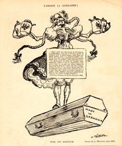 Den røde latteren, satirisk i N & B av Adolphe Leon Willette