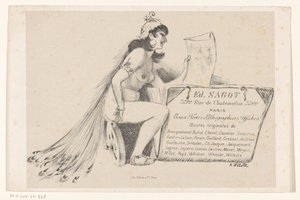 Visittkort fra trykkerihandler Edmond Sagot i Paris av Adolphe Leon Willette