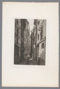 Gezicht op de Rue Saint Éloi Old Paris Rue Saint Éloi (tittel på objekt) Frankrike etsen uit 1874 (serietittel) Etsning i 1874 (serietittel)