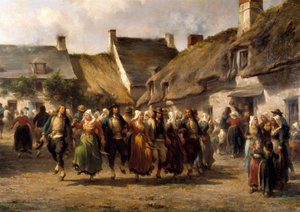 Et bryllup i Bretagne i 1863 Maleri av Adolphe Pierre Leleux (1812-1891) 1863 Quimper musee des Beaux Arts av Adolphe Pierre Leleux