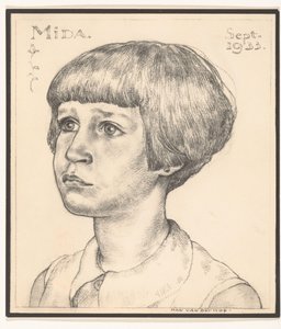 Fotoreproduksjon av et portrett av Mida av Han van der Kop Mida september 1933 (tittel på objekt) av Adriaan Bijl (attributed to)