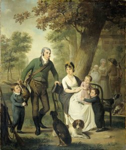 Jonkheer Gysbert Carel Rutger Reinier van Brienen van Ramerus (1771-1821), med sin kone og fire av deres barn av Adriaan de Lelie
